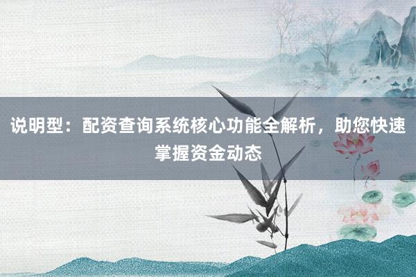 说明型：配资查询系统核心功能全解析，助您快速掌握资金动态