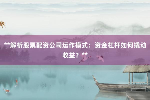 **解析股票配资公司运作模式：资金杠杆如何撬动收益？**