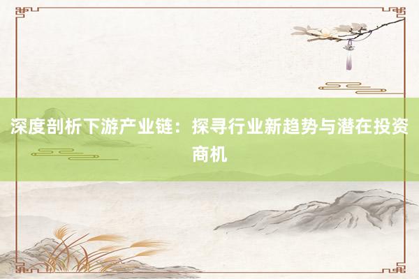 深度剖析下游产业链：探寻行业新趋势与潜在投资商机