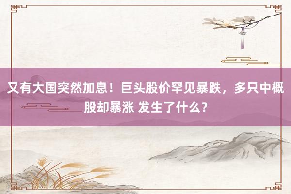 又有大国突然加息!巨头股价罕见暴跌,多只中概股却暴涨 发生了什么?