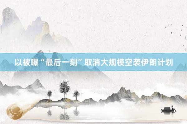 以被曝“最后一刻”取消大规模空袭伊朗计划