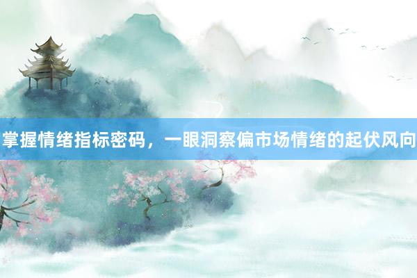 掌握情绪指标密码,一眼洞察偏市场情绪的起伏风向