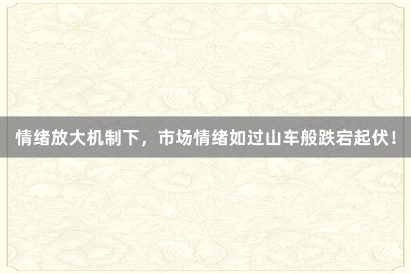 情绪放大机制下,市场情绪如过山车般跌宕起伏!