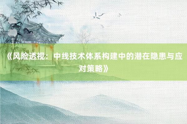 《风险透视：中线技术体系构建中的潜在隐患与应对策略》