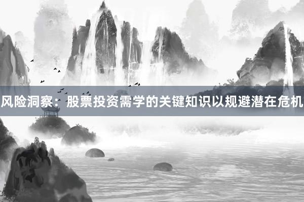 风险洞察：股票投资需学的关键知识以规避潜在危机