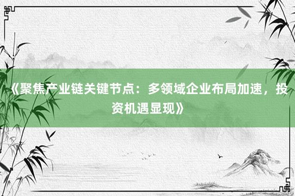《聚焦产业链关键节点：多领域企业布局加速，投资机遇显现》