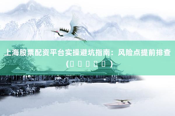 上海股票配资平台实操避坑指南：风险点提前排查（⭐⭐⭐⭐⭐）