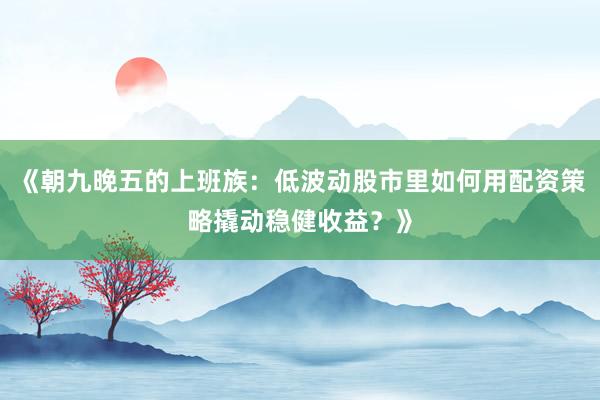 《朝九晚五的上班族：低波动股市里如何用配资策略撬动稳健收益？》