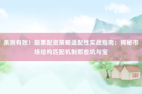 亲测有效！股票配资策略适配性实战指南：揭秘市场结构匹配机制那些坑与宝