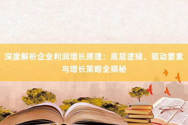 深度解析企业利润增长原理：底层逻辑、驱动要素与增长策略全揭秘