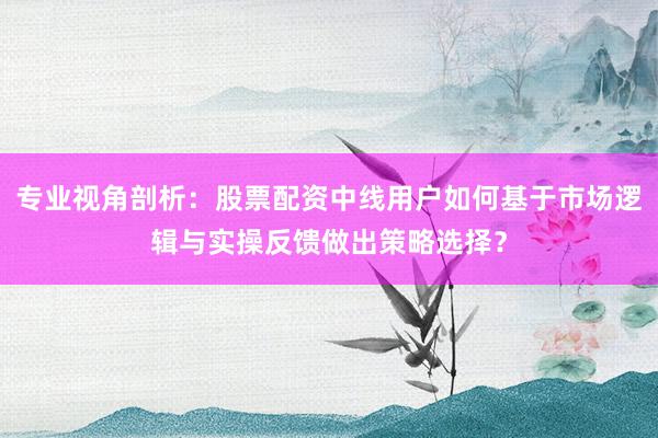 专业视角剖析：股票配资中线用户如何基于市场逻辑与实操反馈做出策略选择？