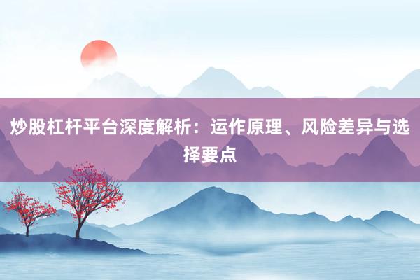 炒股杠杆平台深度解析：运作原理、风险差异与选择要点